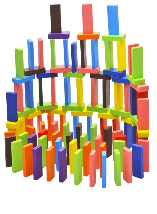 PRETOX 120 pcs Colorful Wooden Building Blocks for Kids - Educational Domino Set for Boys & Girls - Indoor Fun Games & Party Activities - Toys for Ages 3 to 12 Years (12 Colors) - Image 1